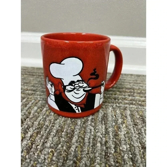 Vintage RARE WAECHTERSBACH West Germany Coffee Tea Mug Chef/Cook Red White EUC - Picture 6 of 13